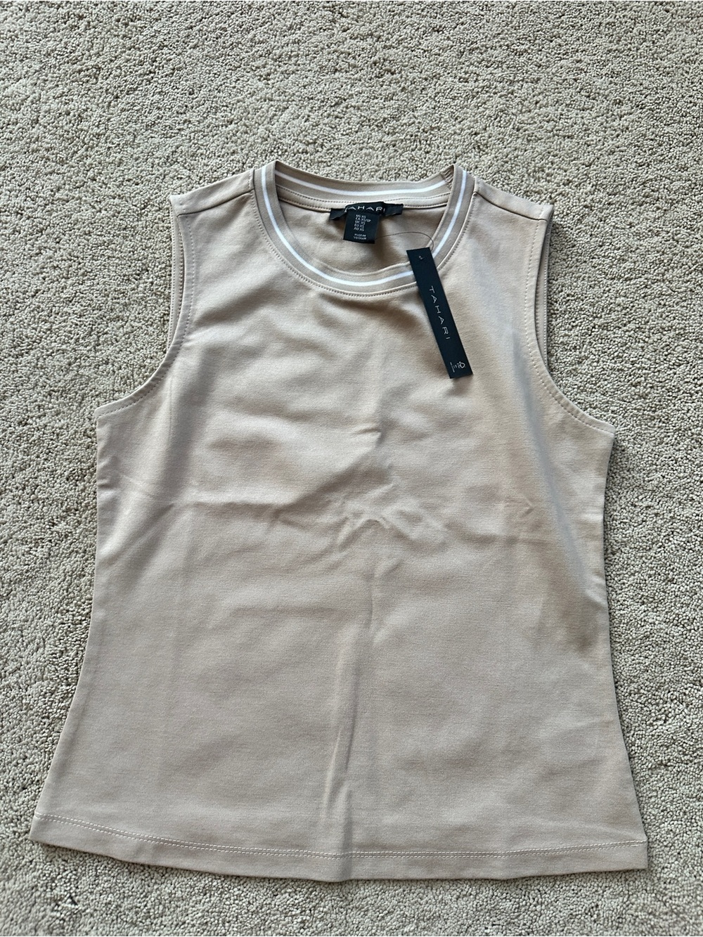 Tahari Sleeveless Crewneck Tank - Neutral Beige